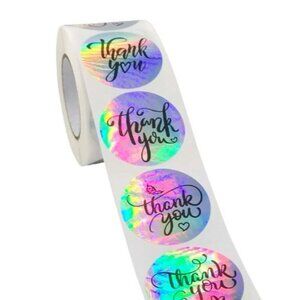 1000 Thank You Holographic Stickers 500 Roll X 2